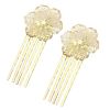 5 Pcs Golden Hair Comb Metal Hair Clip Flower 5 Teeth Side Comb Decorative Comb Hair Pin