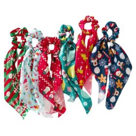 6 Pcs Christmas Satin Hair Ribbon Scrunchies Elastic Hair Band Bow Scarf Scrunchies Hair Ties