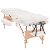 3-Zone Folding Massage Table 3.9" Thick White