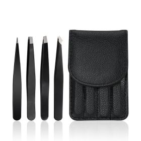 Three Piece Set Of Stainless Steel Eyebrow Plucking Forceps For Eyebrow Trimming Tools (Option: 1.5Black 4pcs)