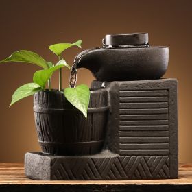 Decorative Circulating Ceramic Fountain Small Humidifier (Option: With stone mill-US)