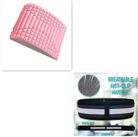 Back Stretcher Pillow Neck Lumbar Support Massager For Neck Waist Back Sciatica Herniated Disc Pain Relief Massage Relaxation (Option: Pink SetA)