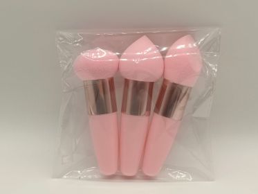 Three Brushes Set Sponge Beauty Blender Cushion Compact Wet And Dry Dual-use Beauty Blender Makeup Tools (Color: pink)