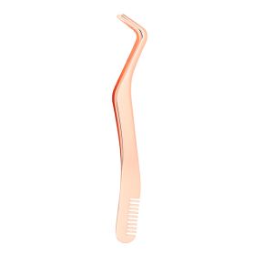 Eyelash With Comb Aid Metal Tweezers Beauty Tools (Option: Electroplated Rose Gold)