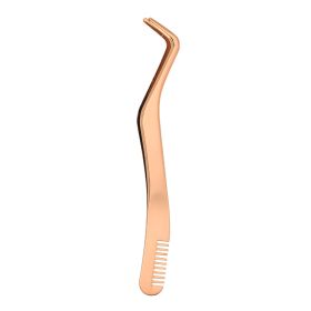 Eyelash With Comb Aid Metal Tweezers Beauty Tools (Option: Electrophoresis Rose Gold)