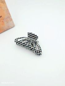 9CM Plaid Barrettes Girly Temperamental Hollow Grip (Option: Black Beige Plaid 9cm)