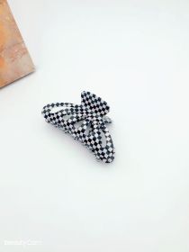 9CM Plaid Barrettes Girly Temperamental Hollow Grip (Option: Black And White Plaid 9cm)