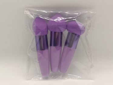 Three Brushes Set Sponge Beauty Blender Cushion Compact Wet And Dry Dual-use Beauty Blender Makeup Tools (Color: Purple)