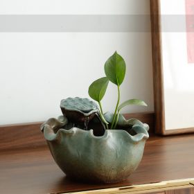 Living Room Office Circulating Water Attracting Wealth Ornaments (Option: ZP Lotus-No Power)